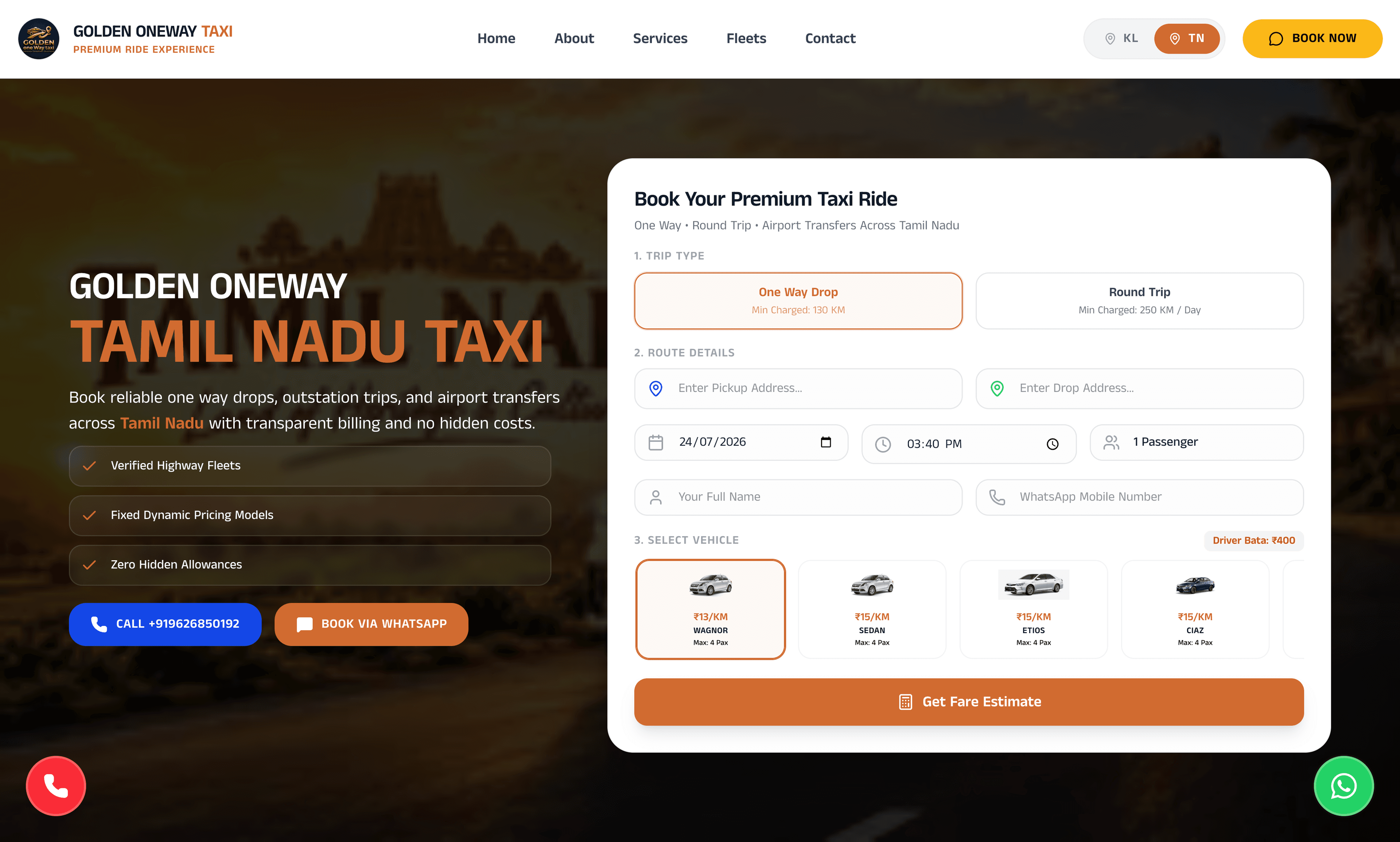 Golden One Way Drop Taxi
